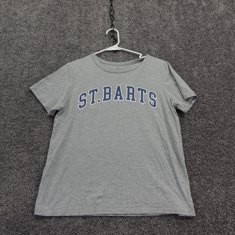 Zoe + Liv T Shirt Womens Medium Gray St Barts Graphic Short Sleeve Cotton Blend